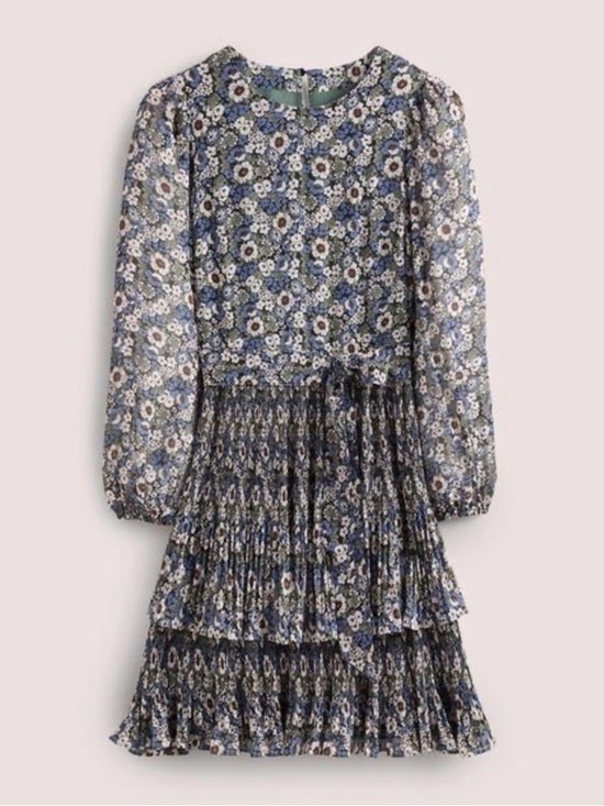 Boden Dresses & Skirts - Boden Floral Micro Pleat Tiered Long Sleeve Dress Cottagecore Whimsical Elegant*